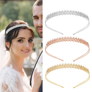 Lot de 3 serre-têtes de mariée avec strass en argent, or rose et or pour coiffure