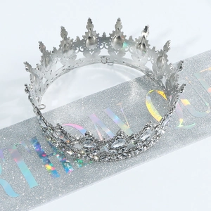 Lussuosa Tiara di Compleanno con Strass e Fascia Birthday Queen Glitter Fascia Corona di Cristallo in Lega Accessori per Feste Donna
