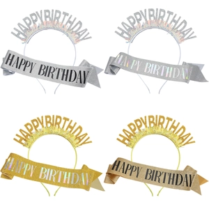 Ensemble Écharpe Et Bandeau Happy Birthday Pailleté Pour Femmes Filles Écharpe Birthday Queen Avec Bandeau Glands Déco Fête