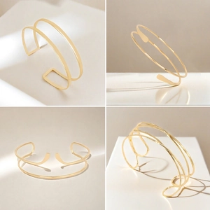 Verstellbare Goldene Armmanschetten Für Damen Minimalistische Legierung Blatt Feder Geometrische Oberarmband Barock Hochzeit Schmuck