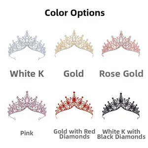 Selection of vintage crystal crowns in silver, gold, and rose gold for weddings and parties