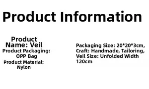 Detailed product specifications table for bridal double layer satin wedding veil