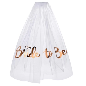 Voile de mariée blanc double couche avec lettrage Bride to Be doré rose et peigne