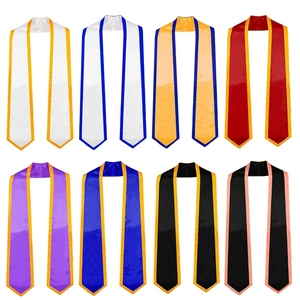 72-inch dual-layer satin graduation stole in various color combinations with V-shape edge