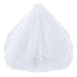 Short white bridal veil with elegant Bride to Be embroidery for bachelorette parties