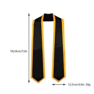 Detailed view of 72 inch graduation stole with dimensions 182.8cm length and 12.5cm width