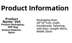 Spécifications de taille pour le voile de mariée blanc avec nœud de 40x20 cm