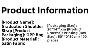 Detailed specifications chart of plain 72-inch graduation sash made from satin fabric