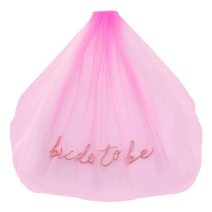 Pink bridal veil with bride to be embroidery for bachelorette party and wedding events