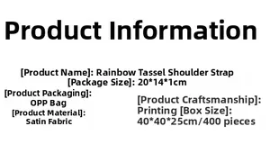 Detailed specifications of the rainbow graduation stole sash with tassel and satin fabric