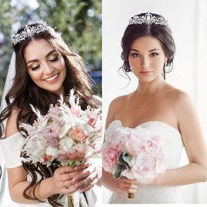 Sparkling crystal bridal crown for weddings with silver alloy and rhinestone teardrops