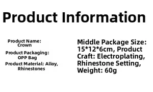 Detailed product specifications for the crystal crown made of alloy and rhinestones