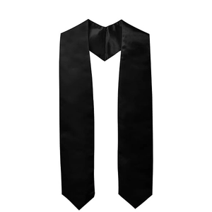 Klassische schwarze Absolventenschärpe aus Premium-Satin für Abschlussfeiern