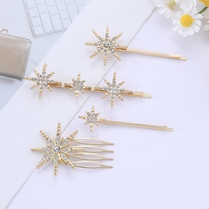 Alloy Rhinestone Star Hairpins And Hair Comb Octagram Starry Sky Clips For Wedding Party Women Hair Accessories