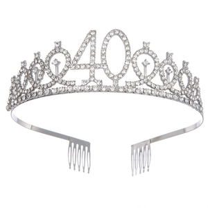 Couronne scintillante argentée du 40ème anniversaire avec strass pour fêtes de femmes