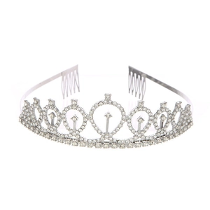 Tiara da sposa argento scintillante con strass e pettini per capelli per feste
