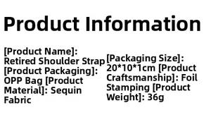 Detailed product specifications for the glitter fabric retirement sash with gold foil text