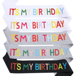 Colorful IT'S MY BIRTHDAY Glitter Birthday Sash For Girls Women Party Supplies Celebration Etiquette Belt Accessories