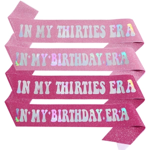 Moderne Glitzer Geburtstagsschärpe Damen Holografisch In My Birthday Era Schriftzug Party Dekoration Rosa Magenta Schärpe Zubehör