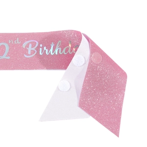 Set aus rosa Pailletten-Geburtstagsschärpe zum 2. Geburtstag mit Klettverschluss