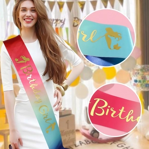 Écharpe dégradée Birthday Girl en satin avec motif sirène pour décoration d'anniversaire