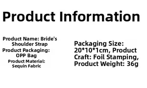 Detailed specs for the In My Bride Era bridal sash made of glitter fabric with gold foil