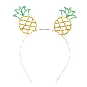 Sparkling crystal pineapple headband with golden metal frame for summer beach parties