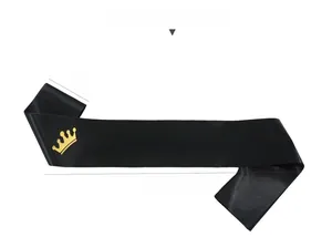Detail view of the black Prom Prince sash showing 160cm length and 9.5cm width dimensions