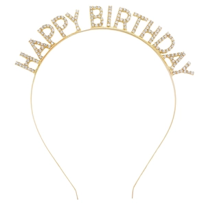 Serre-tête Happy Birthday doré étincelant avec strass pour décoration fête femme
