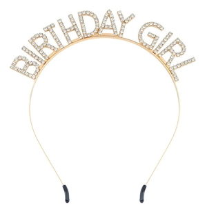 Goldener Strassstein Birthday Girl Haarreif für Damen, Haarschmuck für die Geburtstagsfeier
