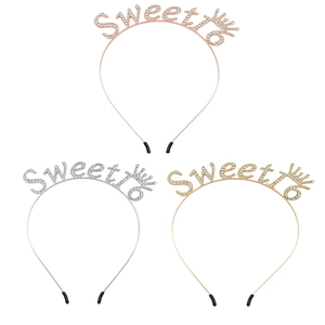 Sweet 16 Geburtstag Haarreif Strass Krone Buchstaben Tiara Legierung Haarschmuck Für Mädchen Party Gold Silber Roségold