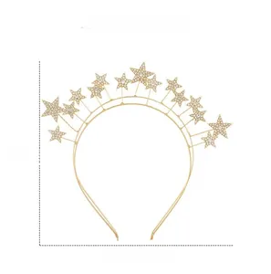 Tableau des tailles détaillé du serre-tête étoile dorée avec strass, dimensions 19x18,5cm