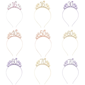 Serre-tête de Couronne d'Anniversaire en Alliage Strass pour Femmes Filles Douce Princesse Accessoires de Cheveux de Fête