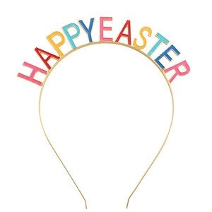 Diadema colorida HAPPY EASTER de metal dorado para accesorios de pelo de fiesta