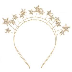 Serre-Tête Étoile en Alliage de Luxe avec Strass Double Couche Couronne Étoile Halo pour Femmes Mariage Fête Baroque Accessoires Cheveux