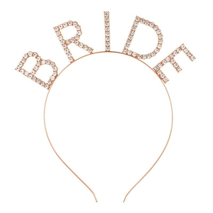 Cerchietto BRIDE in metallo oro rosa con strass scintillanti per futura sposa