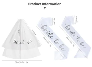 Detaillierte Größentabelle für Braut-Schärpe und Schleier Set in Weiß für Hochzeiten