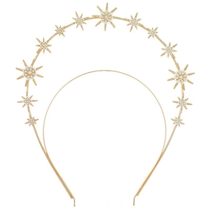Baroque double-layer gold star headband with shimmering rhinestones for weddings and parties