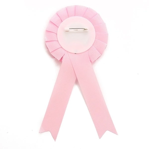 Pink satin birthday girl award ribbon badge with safety pin back for party celebration
