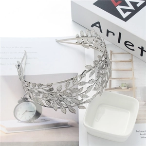 Elegant silver leaf crown tiara for bridal hair accessories in Greek goddess style