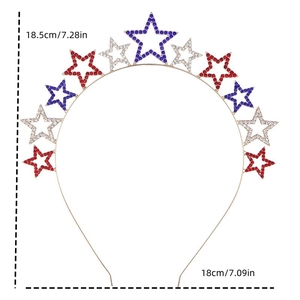Guide des dimensions détaillées du serre-tête avec étoiles à strass tricolores