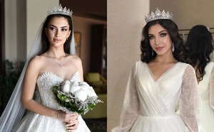Détail d'une couronne de mariée en strass argentés sur voile et coiffure de fête