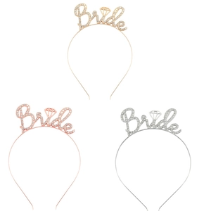 Elegant Bride rhinestone tiara headbands in gold, rose gold and silver finish