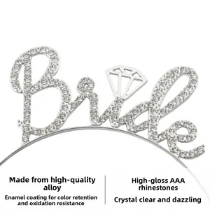 Detail of silver alloy Bride headband with AAA rhinestones and anti-fade plating