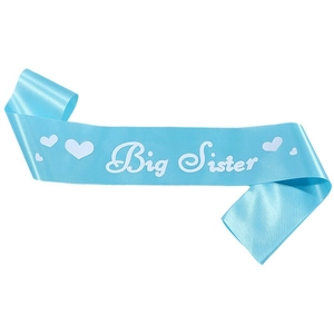 Écharpe en satin bleu clair Big Sister avec motif de cœur et lettrage blanc