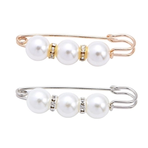 Fashion Artificial Pearl Safety Pin Brooch For Women Alloy Rhinestone Fixed Corsage Pin Anti-exposure Waist Adjustment Artifact Accessory