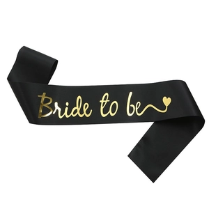 Elegant black satin Bride to Be sash with gold foil lettering for bachelorette parties