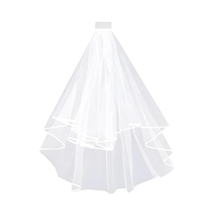 Voile de mariée blanc élégant à deux couches avec perles et strass pour fêtes