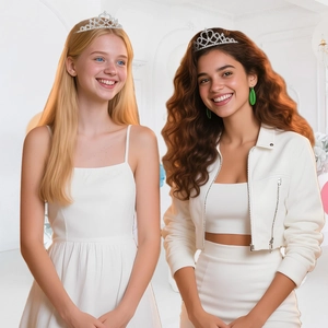 Elegant silver bridal crown headband with sparkling crystals for wedding and party