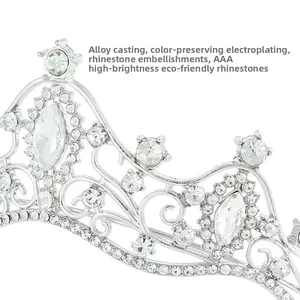 Detailed close-up of alloy bridal crown featuring premium AAA sparkling crystal rhinestones